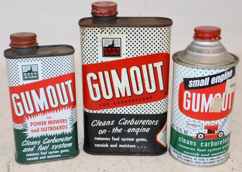 Group of 3 Gumout Penn Drake and Pennzoil Automotive Cans: Largest is 16oz