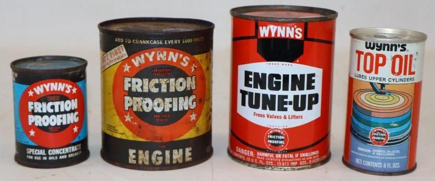 Group of 4 Wynn's Engine Tune Up, Top Oil, and Friction Proofing Oil Cans (1 of 2)