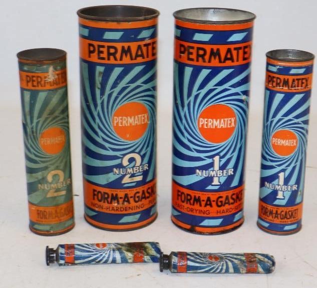 Group of 6 Permatex Form a Gasket Kits and Tubes: Largest is 3" x 3" x 8"