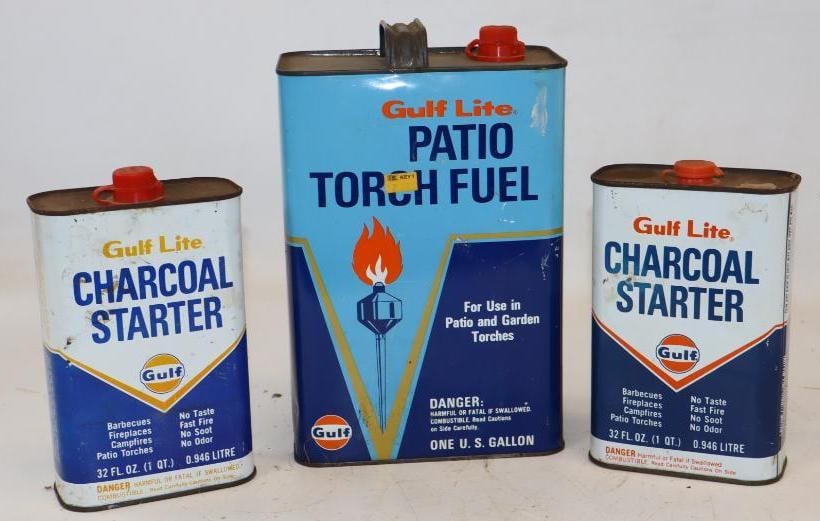 Group of 3 Gulflite Charcoal and Patio Torch Lighter Fluid Cans (1 of 2)