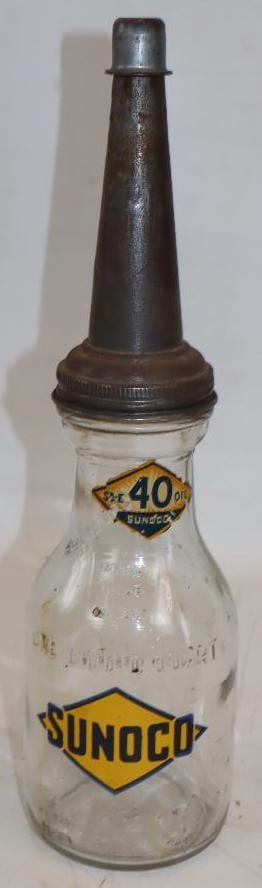 Sunoco One Quart Oil Bottle with Original Advertising Decals (1 of 4)
