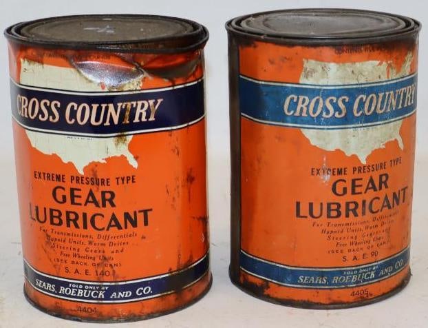 Group of 2 Cross Country Five Pound Gear Lubricant Grease Cans (1 of 2)