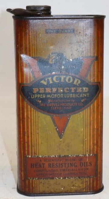 Early Victor Upper Motor Lubricant One Quart Graphic Oil Can (1 of 3)