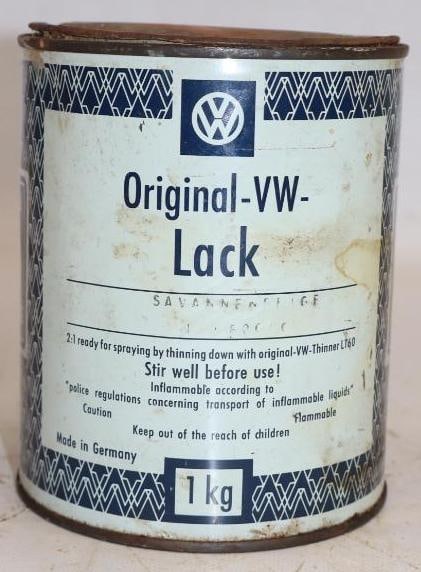 VW Original Spare Parts Beige Paint Can: Has some hardened contents. 4.25" x 4.25" x 5"