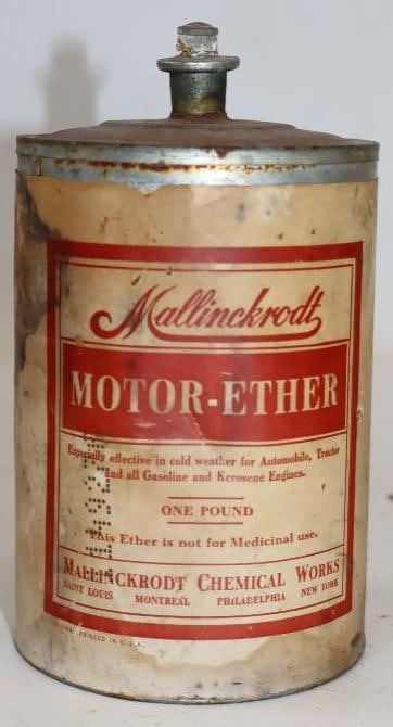 Mallinckrodt Motor Ether Early Paper Label One Pound Can (1 of 2)