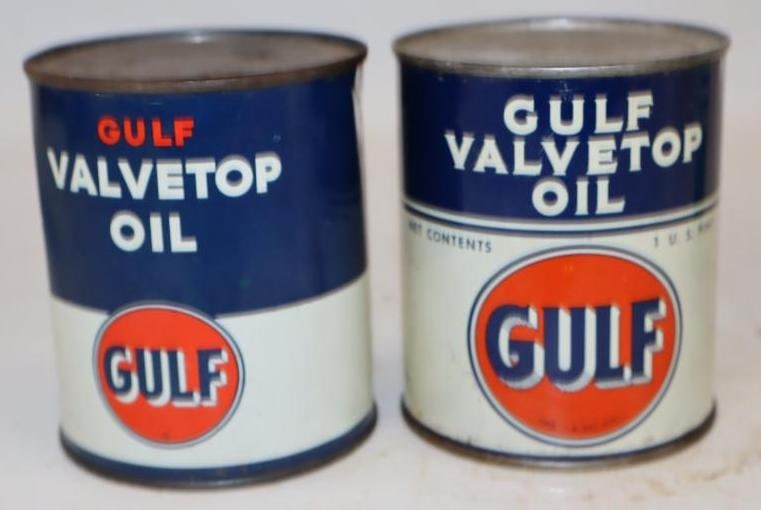 Group of 2 Gulf Valve Oil One Pint Cans (1 of 2)