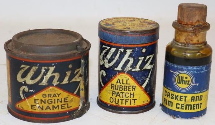 Group of 3 Whiz Rim Cement, and Gray Engine Enamel Can and Bottle (1 of 2)