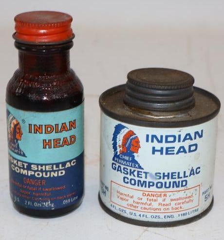 Group of 2 Indian Head Gasket Shellac Can and Bottle (1 of 2)