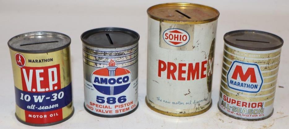 Group of 4 Oil Can Shaped Petroleum Coin Banks (1 of 2)