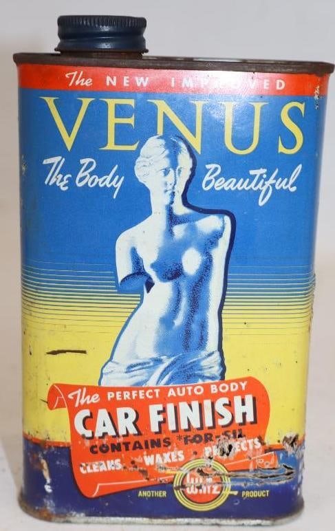 Whiz Venus One Pint Wax Can: Has some rust holes. Empty. 16oz