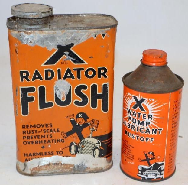 Group of 2 X Radiator Flush Graphic Quart Oil Can (1 of 2)