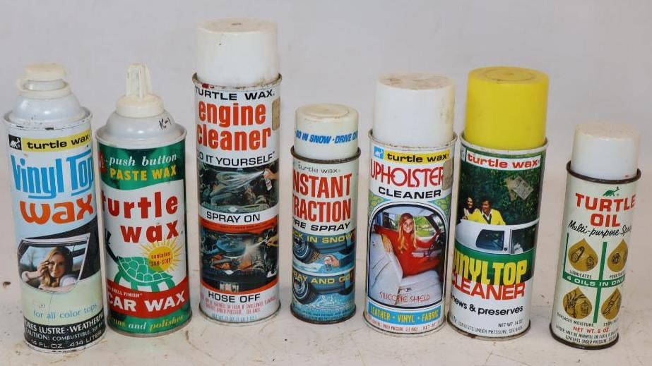 Group of 7 Turtle Wax Automotive Detailing Cans: Largest is 17oz
