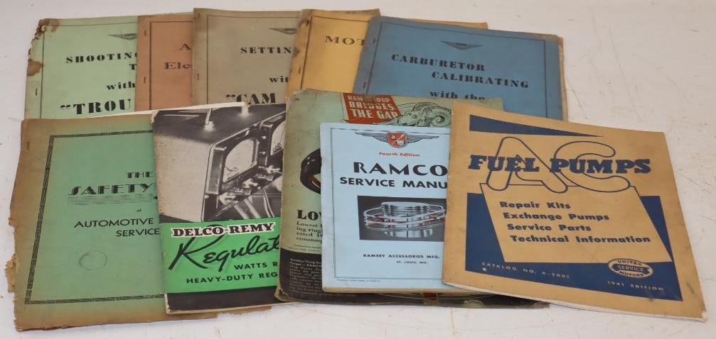 Group of 11 1930's Car Maintenance Books and Catalogs: Largest is 8.5" x 11.5"