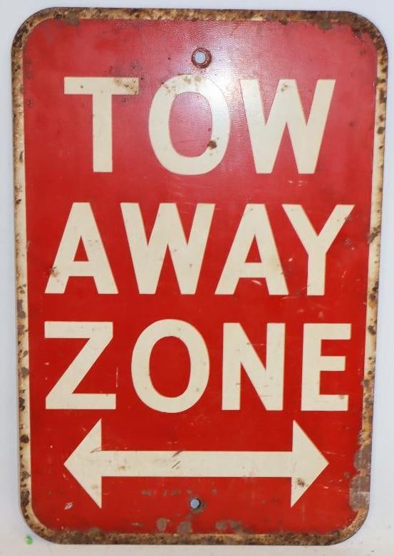 Singled Sided Steel Tow Away Zone Street Sign (1 of 2)
