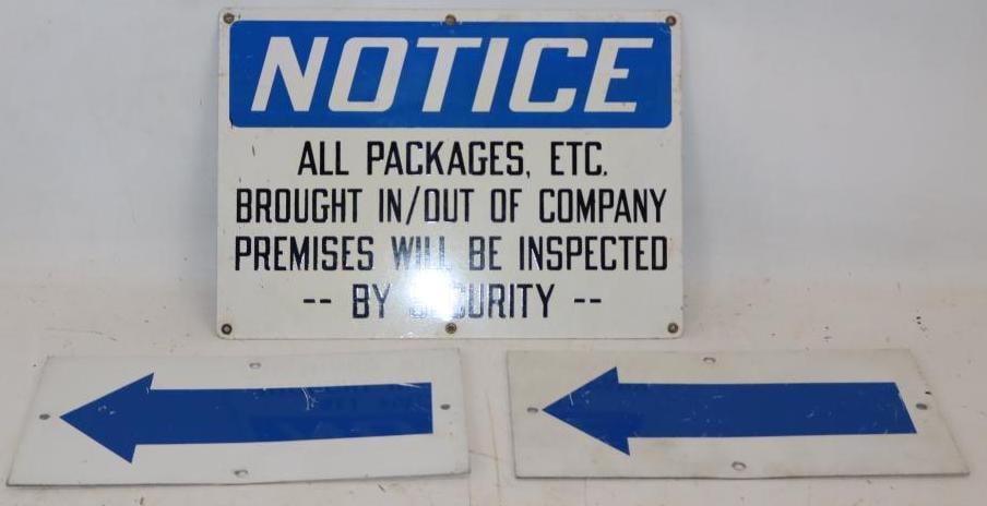 Group of 3 SST Notice All Packages Will Be Inspected By Security & Directional Arrow Signs (1 of 5)