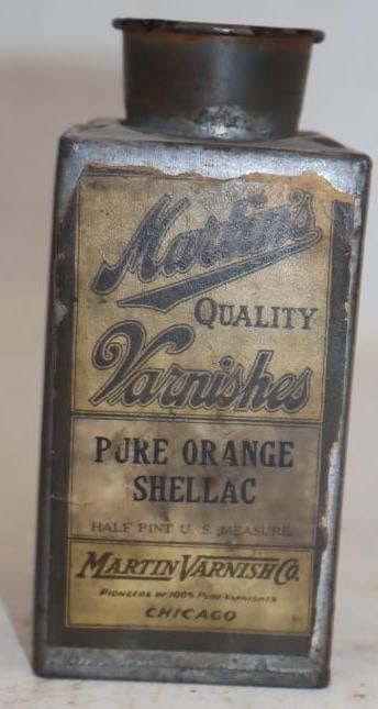 Early Marlin's Quality Varnish Pure Orange Shellac Half Pint Can: 8 oz , has some contents