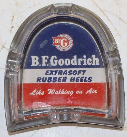 BF Goodrich Extra Soft Rubber Heels, Heel Shaped Glass Ashtray (1 of 2)