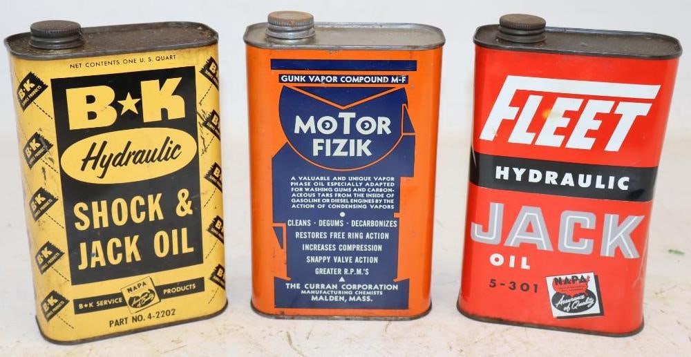 Group of 3 Gunk, B-K, & Fleet Shock & Jack Oil Cans (1 of 2)