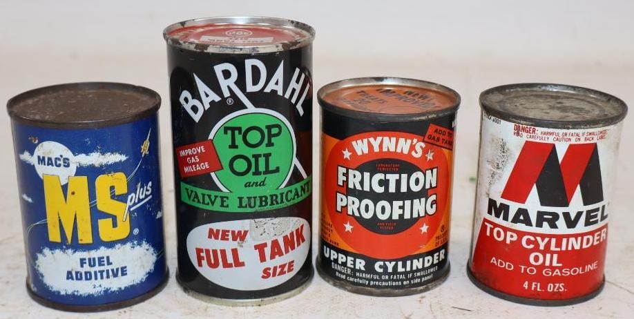 Group of 4 Marvel, MS, Wynn's, and Bardahl Top Oil Cans (1 of 2)