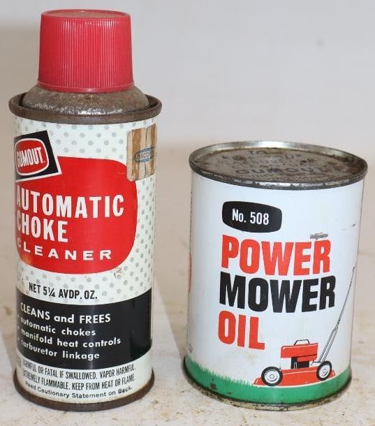 Group of 2 Gumout Power More Oil & Automatic Choke Cleaner Cans: Largest is 8 oz, both are full