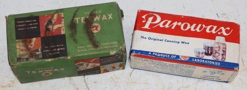Group of 2 Sohio & Texaco Paraffin Wax Packages: Largest is 5" x 2.5" x 2.5"