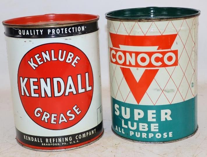 Group of 2 Conoco & Kendall 5 LB Grease Cans (1 of 2)