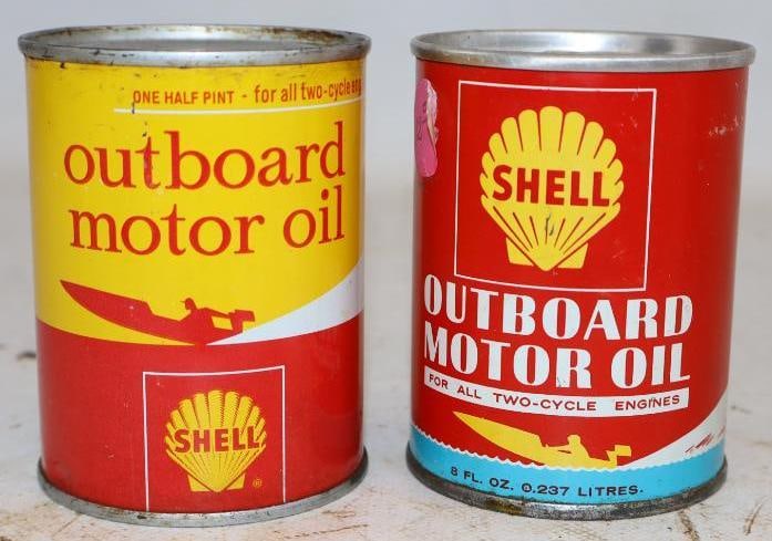 Group of 2 Shell Outboard Half Pint Oil Cans (1 of 2)