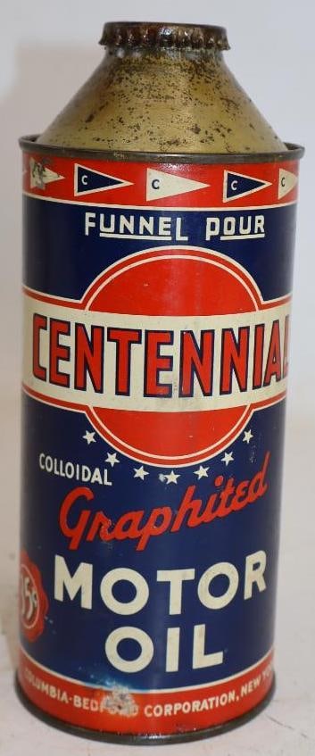 Centennial Cone Top Motoroil 35 Cent Pricer Oil Can: 32 oz full