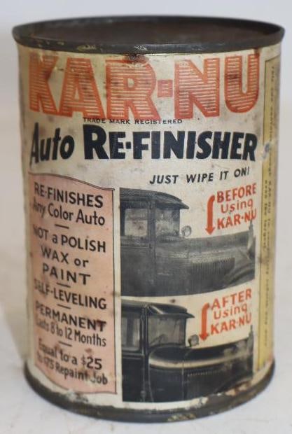 1920's Kar-Nu Auto Refinishing Color Restore Can: 16 oz full