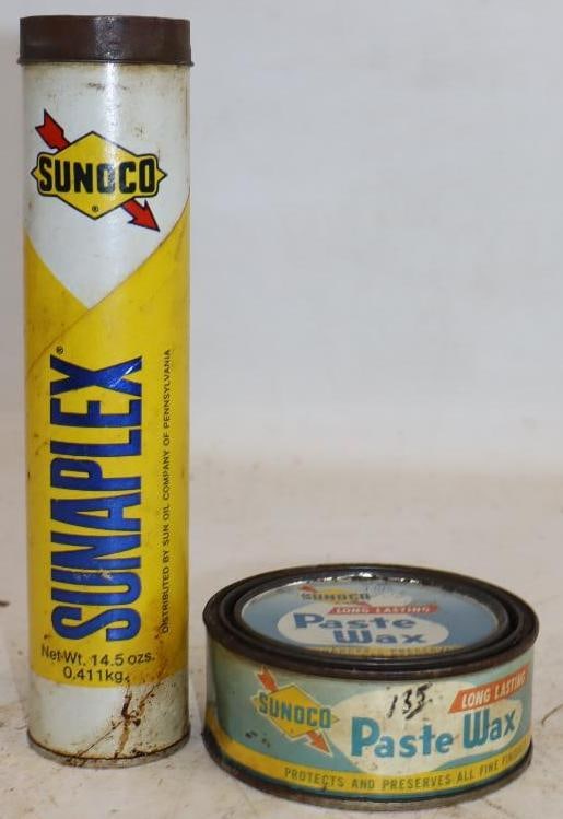 Group of 2 Sunoco Paste Wax and Sunaplex Grease Cans (1 of 3)