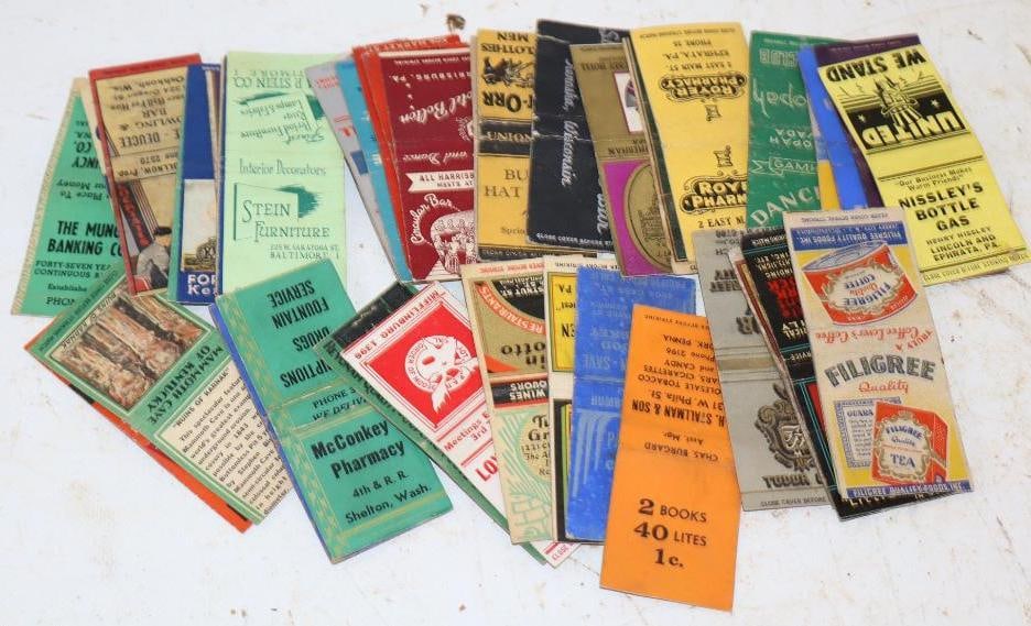 Group of 43 Different Advertising Matchbooks: 4" x 1.5" each