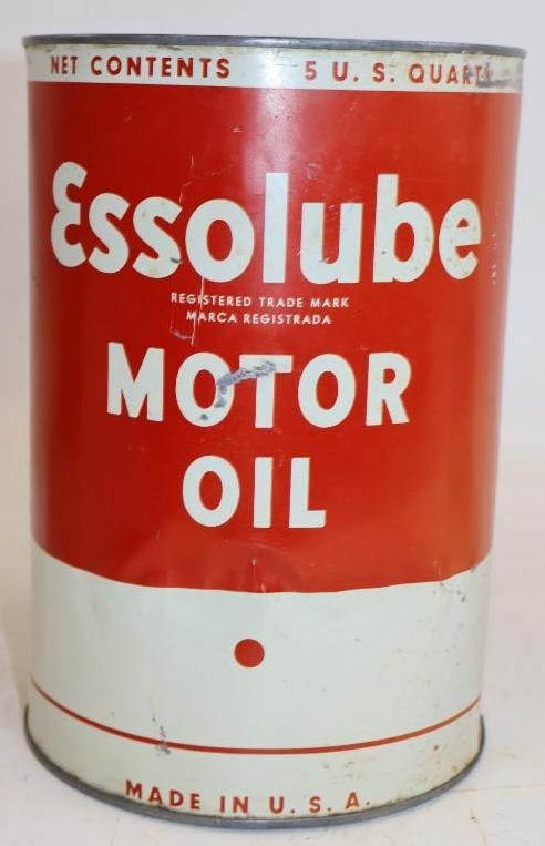 Colonial Beacon Essolube 30 Weight Metal 5 Quart Oil Can (1 of 3)