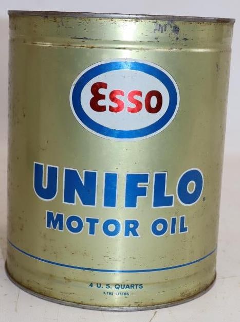 Esso Uniflo Humble 1 Gallon Metal Oil Can: 6.5" x 6.5" x 7.75"