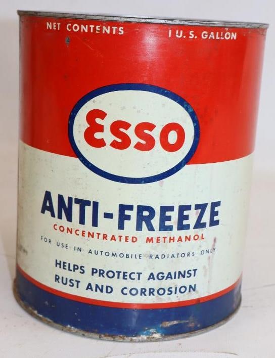 Esso Antifreeze Concentrated 1 Gallon Metal Oil Can: 6.5" x 6.5" x 7.75"