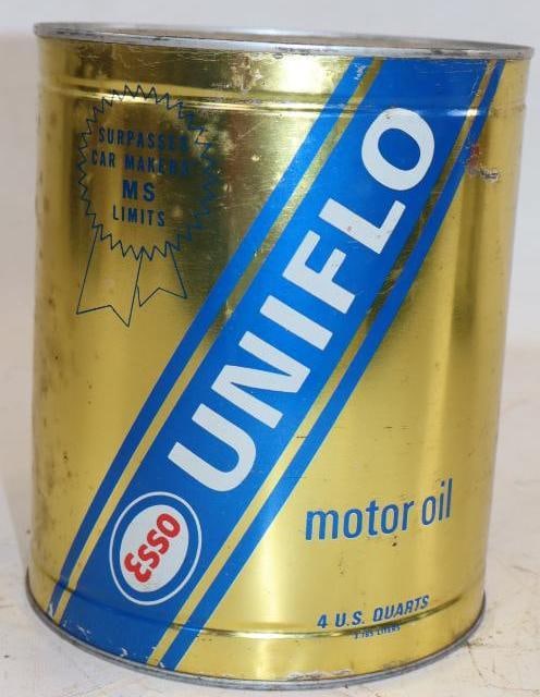 Esso Uniflo Metal 1 Gallon Oil Can: 6.5" x 6.5" x 7.75"