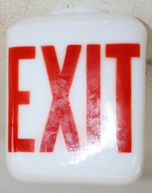 Vintage Milk Glass Double Sided Wedge Exit Sign (1 of 3)