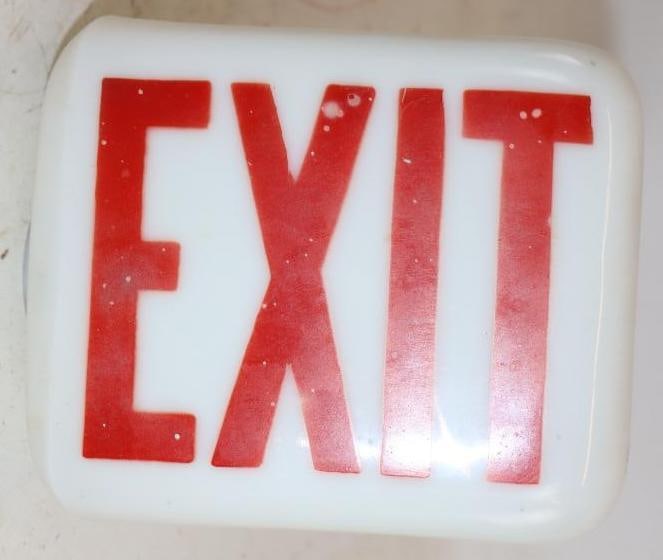 Vintage Milk Glass Double Sided Wedge Exit Sign (1 of 4)