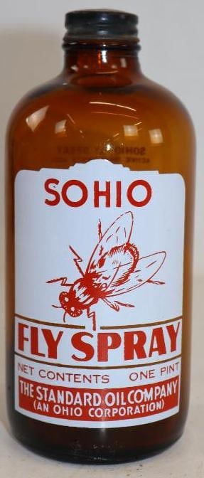 Sohio Fly Spray Glass 1 Pint Bottle: 16 oz empty