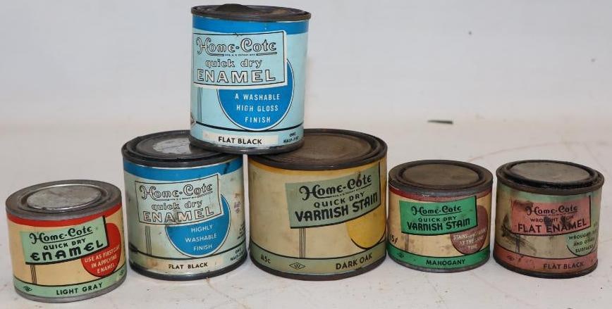 Group of 6 Home-cote Paint Cans: Largest is half pint
