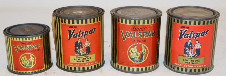 Group of 4 Early Super Valspar Paint Cans (1 of 2)