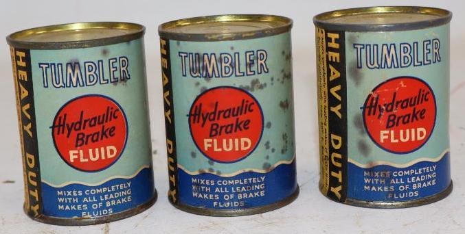 Group of 3 Tumbler Hydraulic Break Fluid Cans (1 of 2)