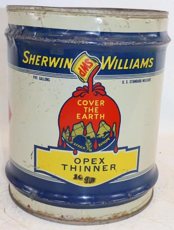 Sherwin Williams Automotive Finishes Opex Thinner 5 Gallon Advertising Can: 11" x 11" x 14" is missing top lid