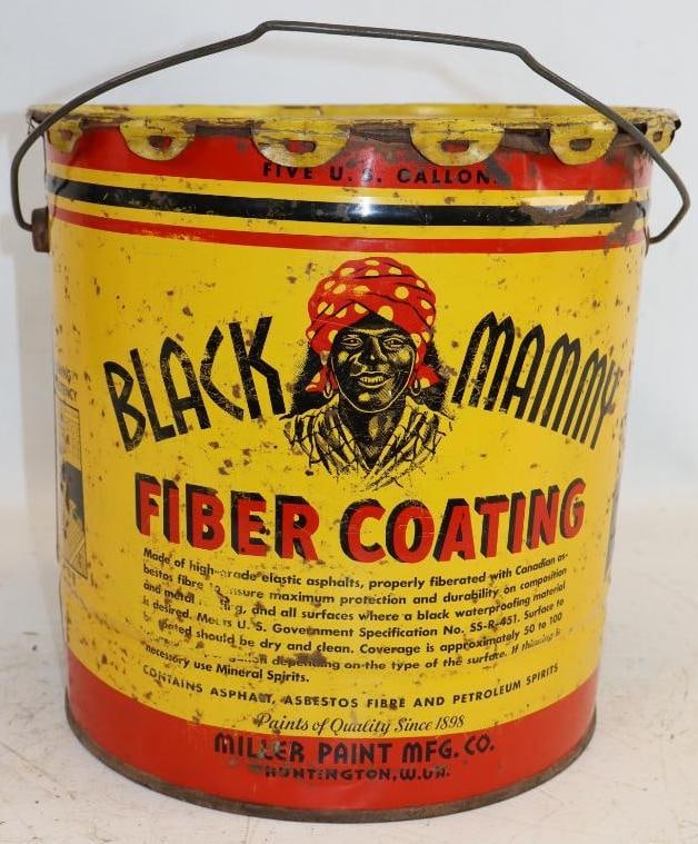 Black Mammy Fiber Coating Graphic Advertising 5 LB Can: 12.5" x 12.5" x 13"