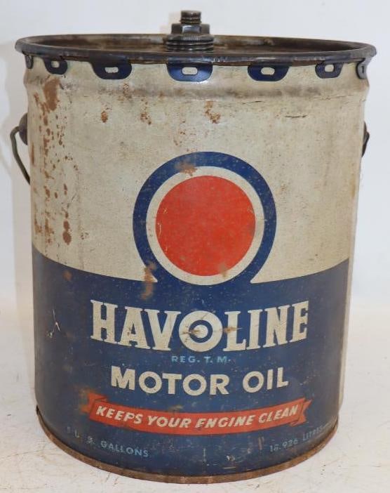 Havoline Bullseye 5 Gallon Oil Can: 12" x 12" x 13.25"