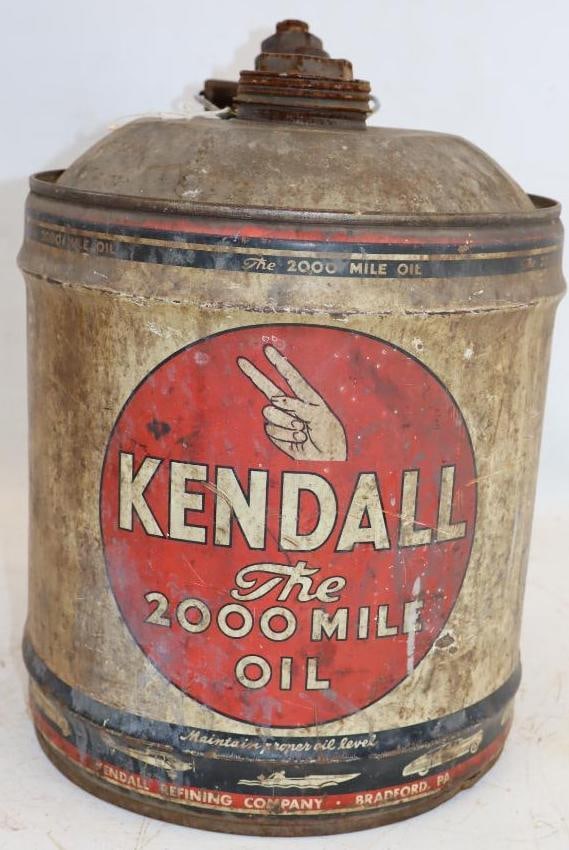 Kendall The 2000 Mile 5 Gallon Oil Can with Transportation Graphics: 11" x 11" x 14"