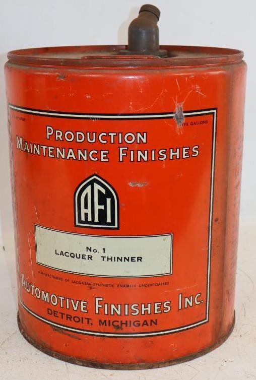 Automotive Finishes Ink Lacquer Thinner 5 Gallon Oil Can: 11" x 11" x 14"