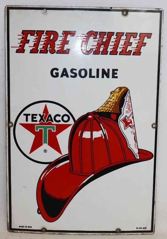 Texaco Fire Chief Porcelain Gas Pump Plate (1 of 6)