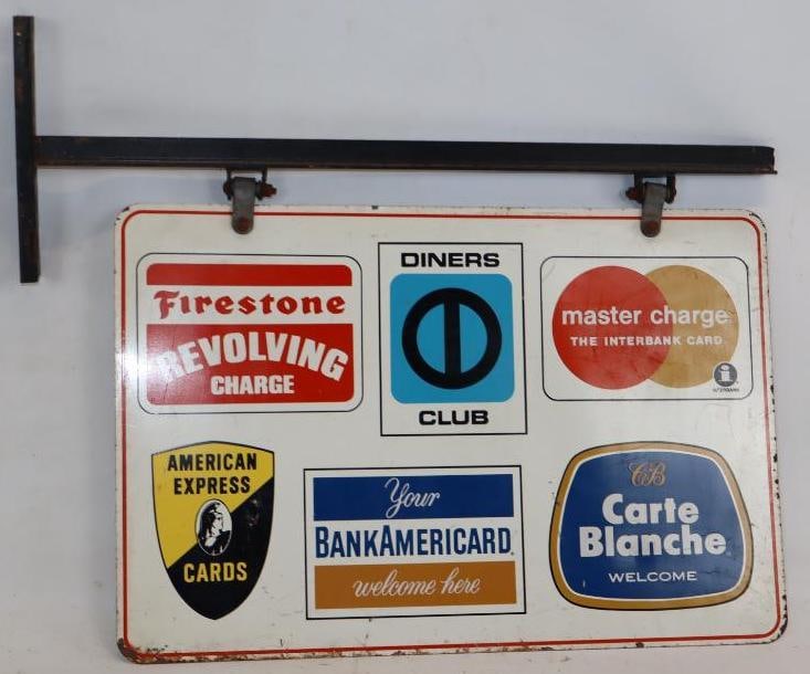 DST Credit Card Accepted Advertising Sign with Original Hanging Bracket (1 of 4)