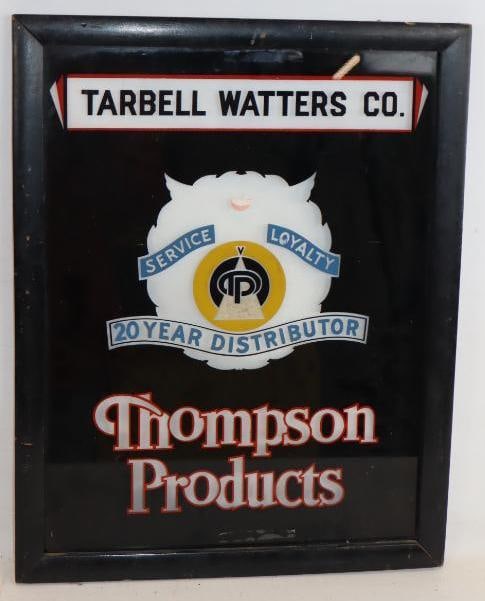 Thompson Products Reverse Painted Glass 20 Year Service Wood Framed Sign (1 of 4)