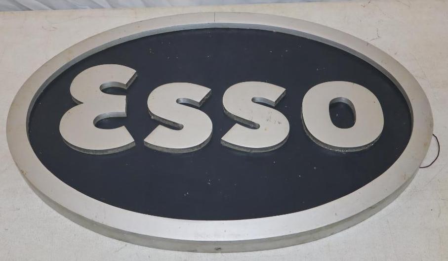 Embossed Aluminum Esso Gas Station Advertising Sign (1 of 4)